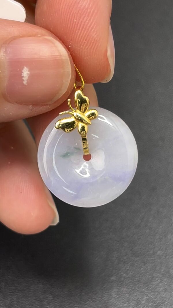 翡翠平安扣 × 18K黃金蝴蝶扣｜蛻變寓意的高雅吊墜 #606