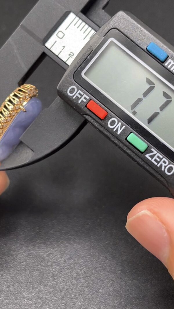 紫羅蘭翡翠福豆吊墜｜18K黃金鑽石包鑲 × 福氣綿延 × 高貴典雅｜編號 #609 - Image 8