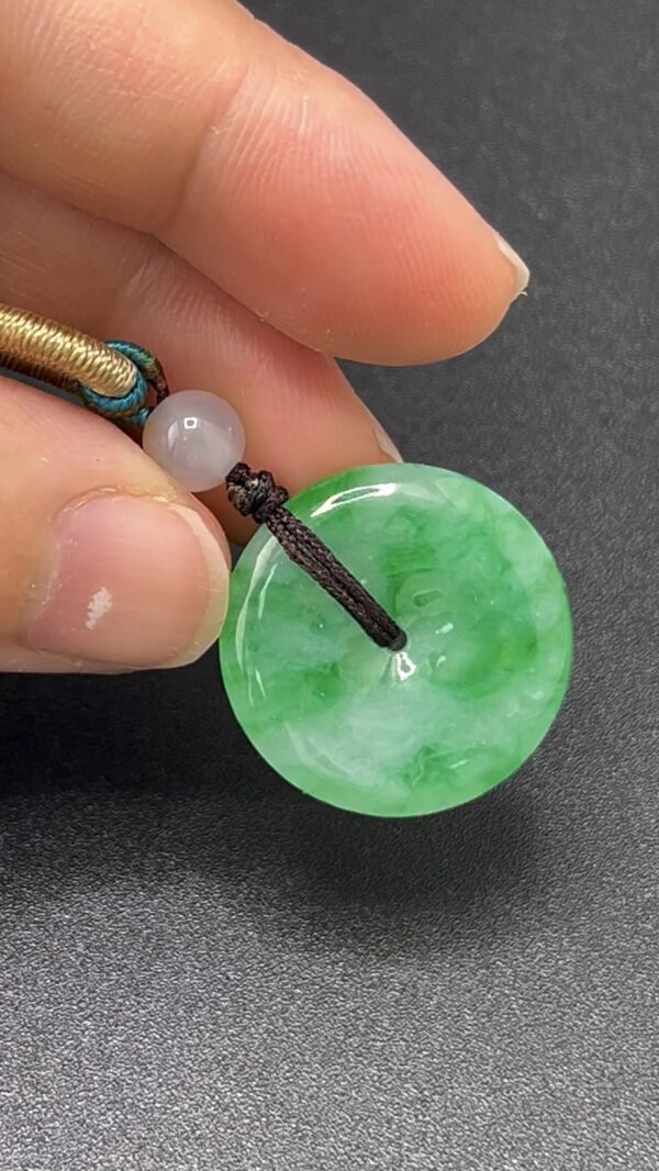 種質佳翡翠平安扣｜天然綠色圓形玉飾 編號#612 吉祥守護 - Image 10