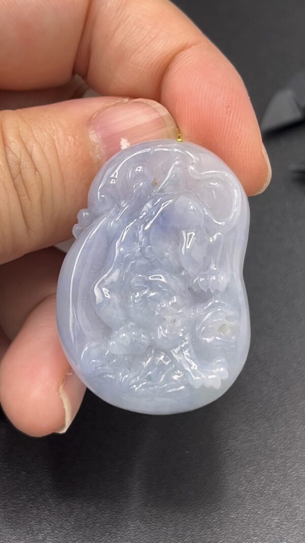 紫羅蘭翡翠下山虎 編號#618 威猛造型 稀有玉種 收藏開運首選 - Image 2