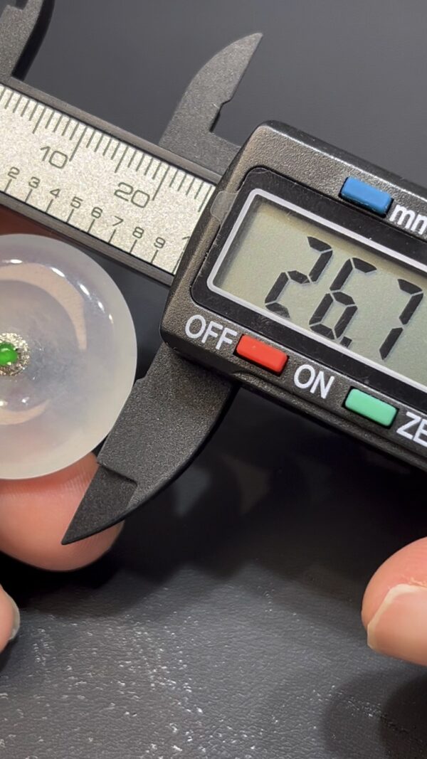 翡翠平安扣吊墜｜天然白翡翠＋18K白金｜花形扣頭設計典雅高貴 編號#627 - Image 8