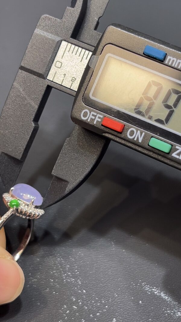 紫羅蘭翡翠蛋面戒指｜18K白金鑲嵌＋綠翡翠點綴＋簡約鑽石設計｜仙氣高級珠寶推薦 編號#630 - Image 10