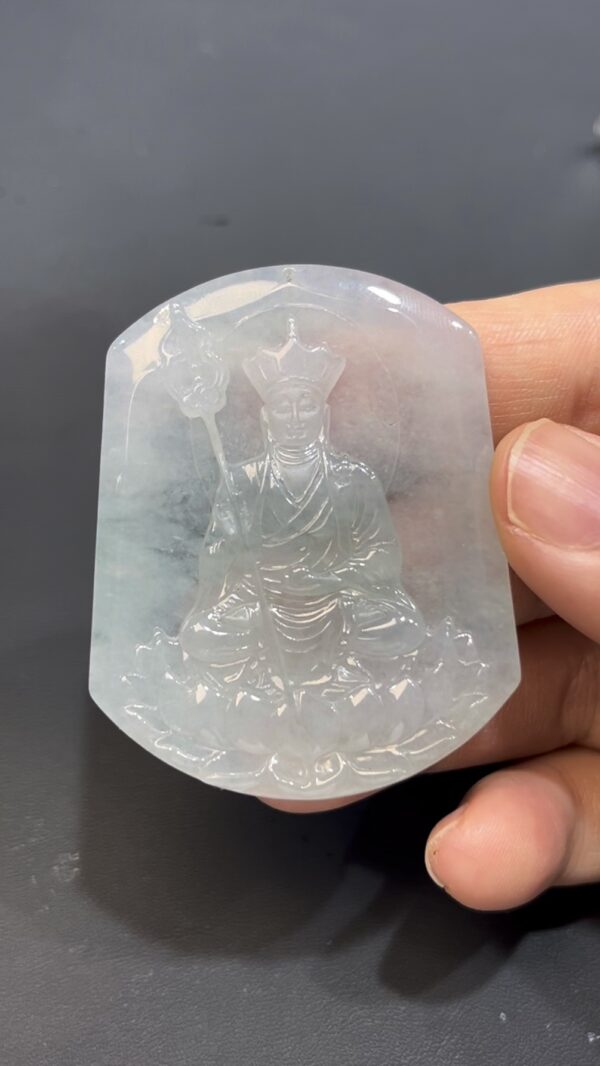 翡翠地藏菩薩吊墜 天然A貨玉雕 質地細膩 雕工精緻 佛教珠寶推薦 編號#634 - Image 9