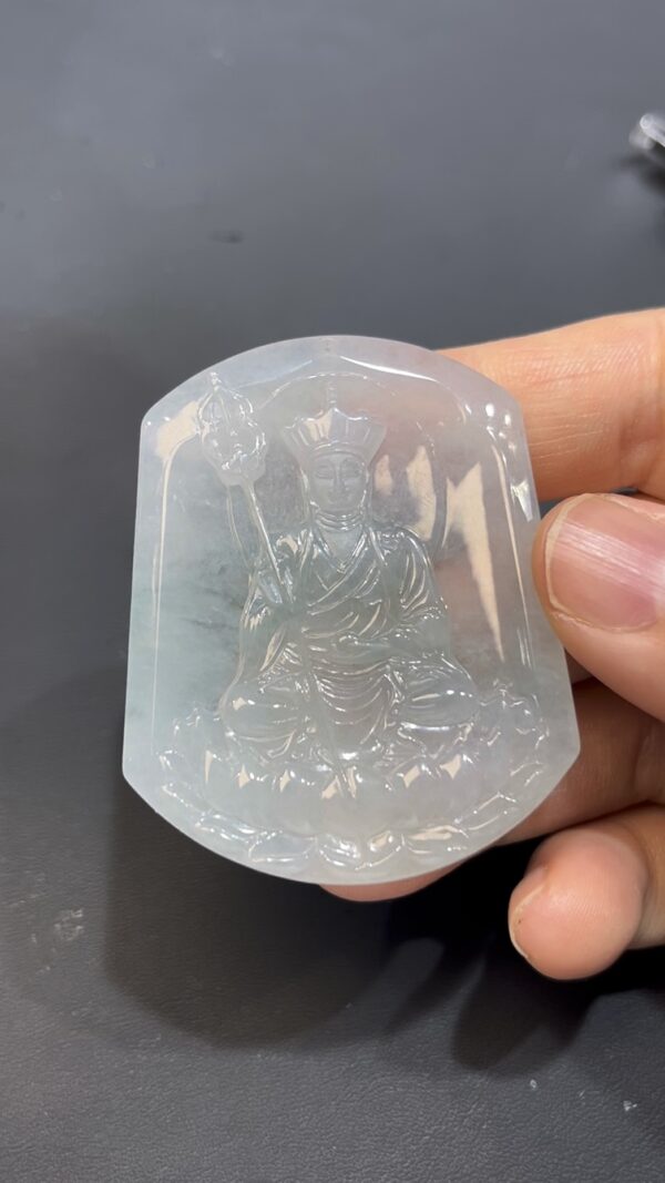 翡翠地藏菩薩吊墜 天然A貨玉雕 質地細膩 雕工精緻 佛教珠寶推薦 編號#634 - Image 3