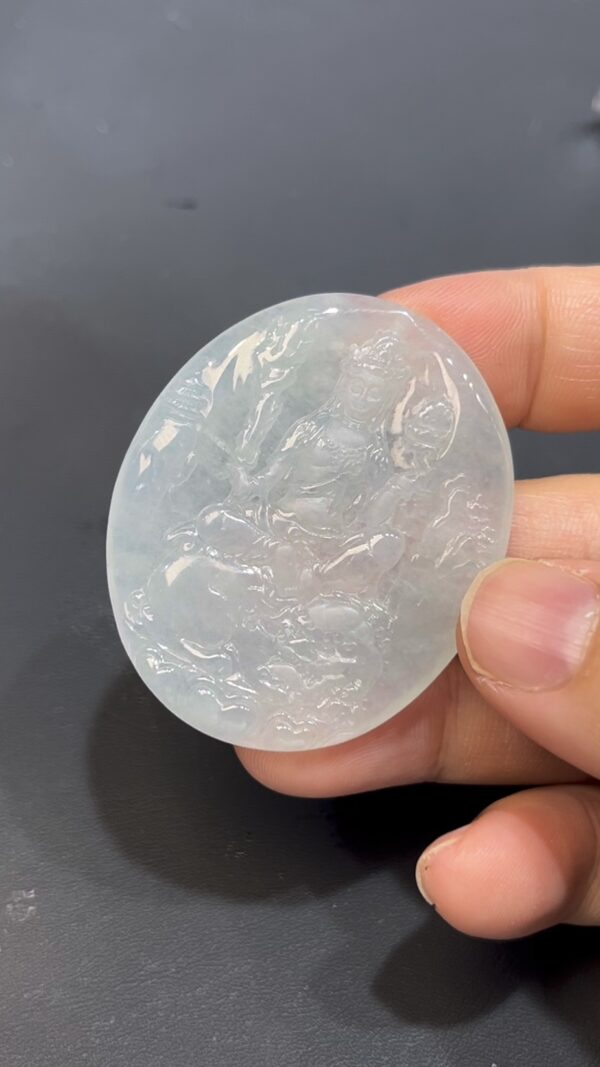 翡翠文殊菩薩吊墜 天然A貨玉雕 質地細膩 雕工精緻 佛教珠寶推薦 編號#635 - Image 4