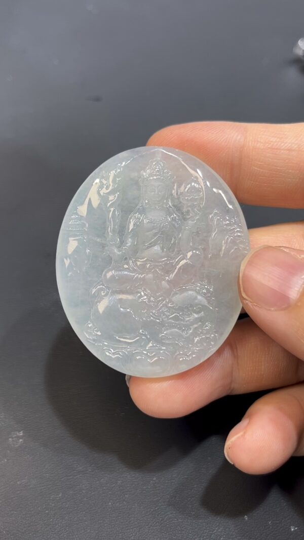 翡翠文殊菩薩吊墜 天然A貨玉雕 質地細膩 雕工精緻 佛教珠寶推薦 編號#635 - Image 5