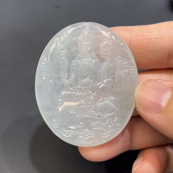 翡翠文殊菩薩吊墜 天然A貨玉雕 質地細膩 雕工精緻 佛教珠寶推薦 編號#635
