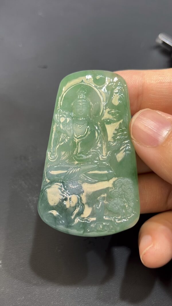 翡翠觀音山水吊墜  背景山水人物 雕工精緻 高級佛教珠寶推薦 編號#636 - Image 5
