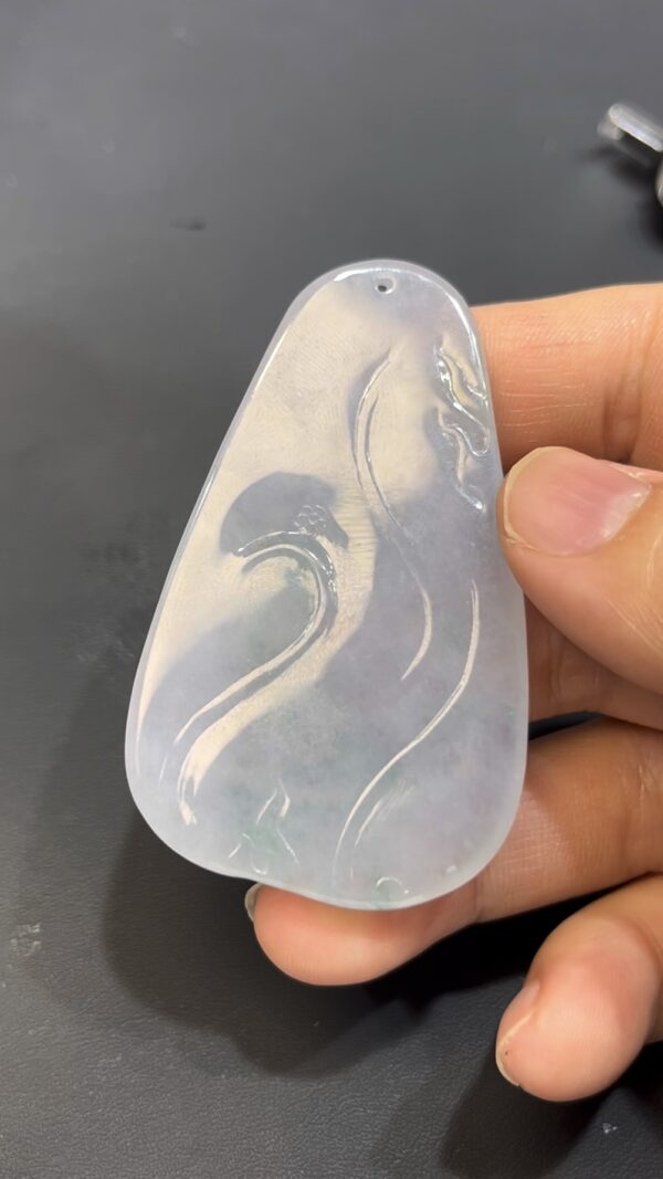 翡翠虛空藏菩薩吊墜 天然A貨玉雕 質地細膩 雕工精緻 佛教守護神  編號#637 - Image 5
