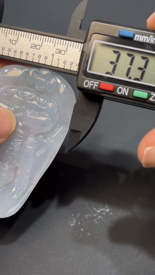 翡翠虛空藏菩薩吊墜 天然A貨玉雕 質地細膩 雕工精緻 佛教守護神  編號#637 - Image 8