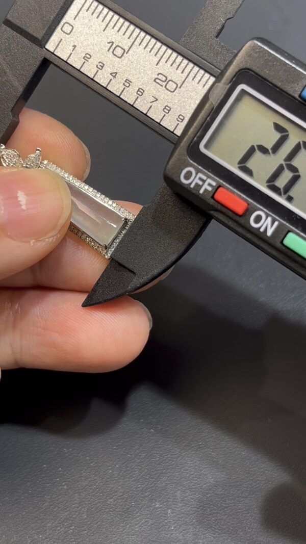天然冰種翡翠吊墜 編號#642 無事牌造型 白金鑲嵌設計 開運精品推薦 - Image 5