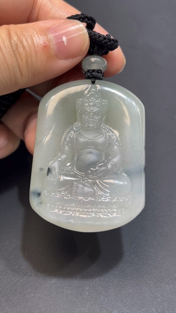 翡翠黃財神吊墜 編號#662 厚裝雕刻 正裝神態 招財守護 收藏首選 - Image 9