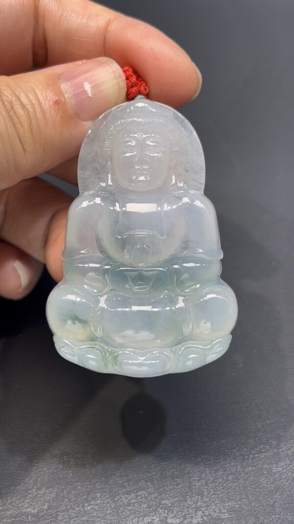 天然翡翠觀音吊墜 編號#675｜厚裝雕刻｜通透玉質｜慈悲守護 開運精品 - Image 2