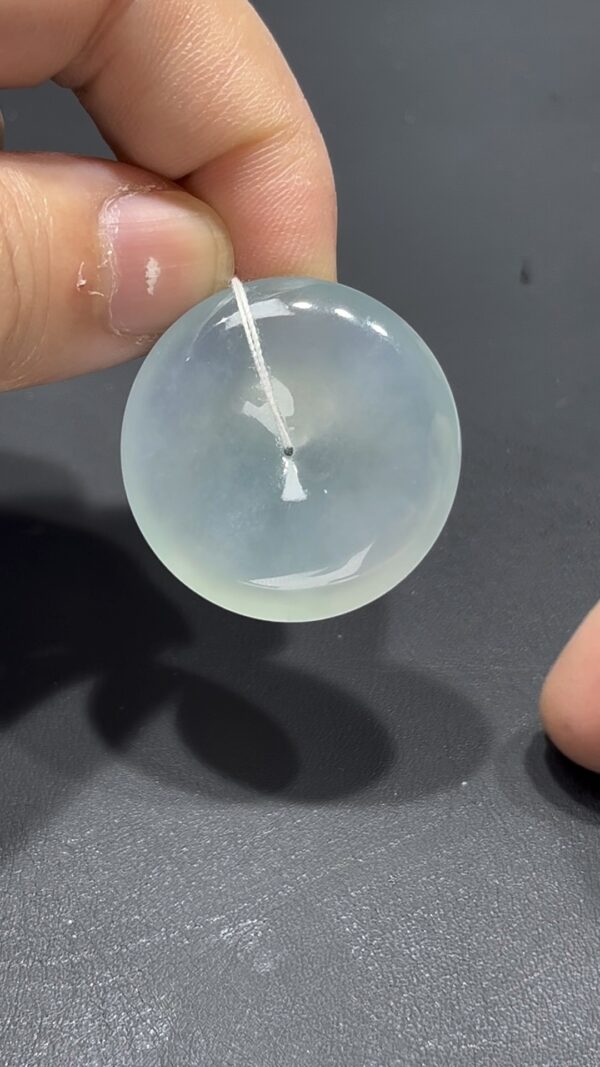 翡翠平安扣 編號#704｜白冰老坑種 × 起熒光｜高雅靈性 限量收藏推薦 - Image 3