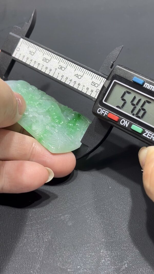 翡翠山水牌｜老坑種白底青質地｜18K金扣藝術精品收藏推薦 編號#706 - Image 5