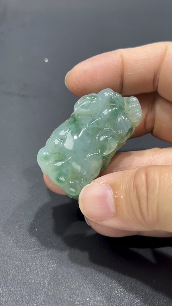 翡翠貔貅｜飄綠花老坑種 × 飽滿厚實造型｜招財辟邪翡翠吊墜推薦 #707 - Image 5