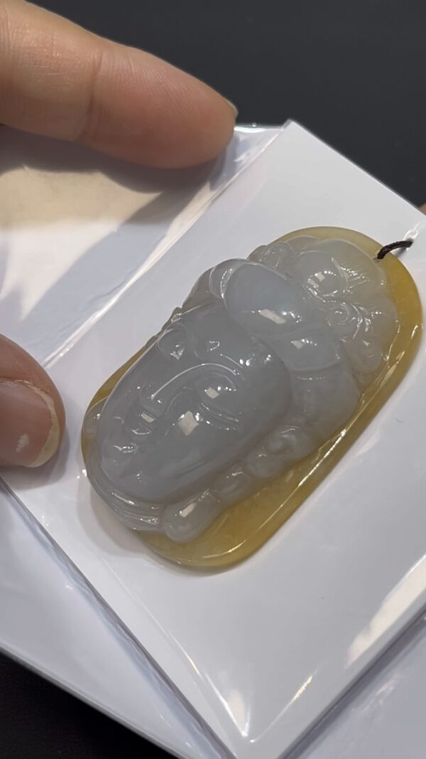 翡翠觀音吊墜｜白玉觀音頭像 × 黃色皮殼底色 ｜特色分色翡翠推薦 #720 - Image 10