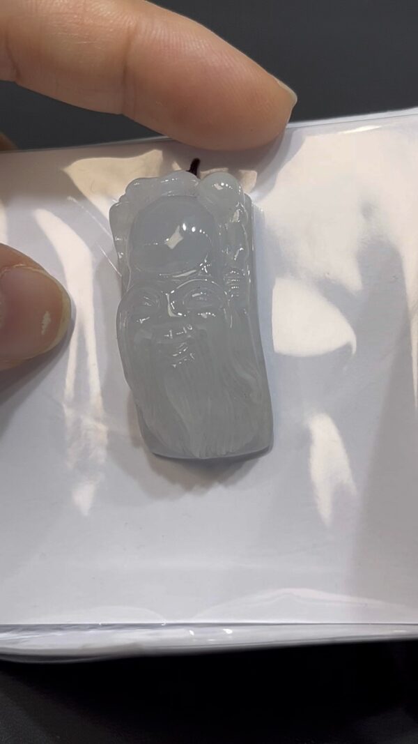 翡翠壽星公吊墜｜白玉細膩雕刻 × 尾部打孔設計 × 吊墜手牌二用款｜長壽吉祥翡翠推薦 #721 - Image 2