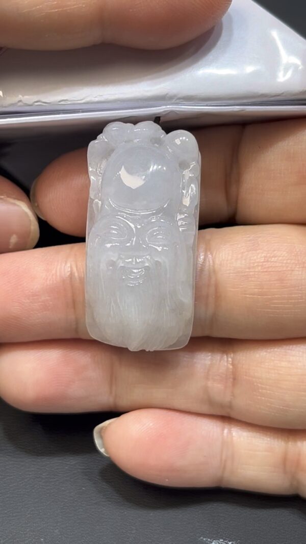 翡翠壽星公吊墜｜白玉細膩雕刻 × 尾部打孔設計 × 吊墜手牌二用款｜長壽吉祥翡翠推薦 #721 - Image 9
