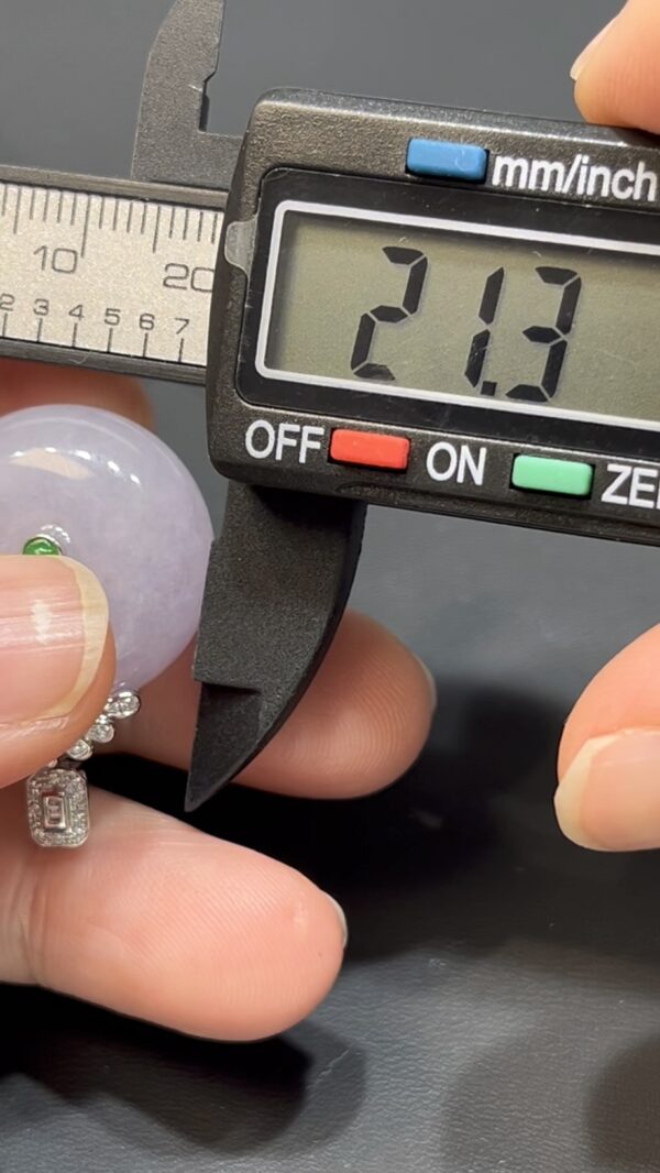 翡翠平安扣吊墜｜厚實算盤子造型  × 18K白金鑽石花頭 × 時尚高雅女士精品｜性價比推薦 #744 - Image 9