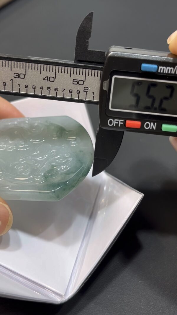 翡翠仿古龍鳳牌｜ 淡藍綠花點綴 × 好水頭玉料 × 性價比之選｜典雅翡翠推薦 #732 - Image 5