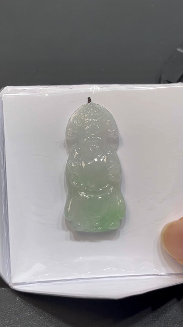 翡翠文財神吊墜｜細膩玉質 × 微透綠意 × 小巧精緻 × 女士性價比之選｜招財翡翠推薦 #734 - Image 9