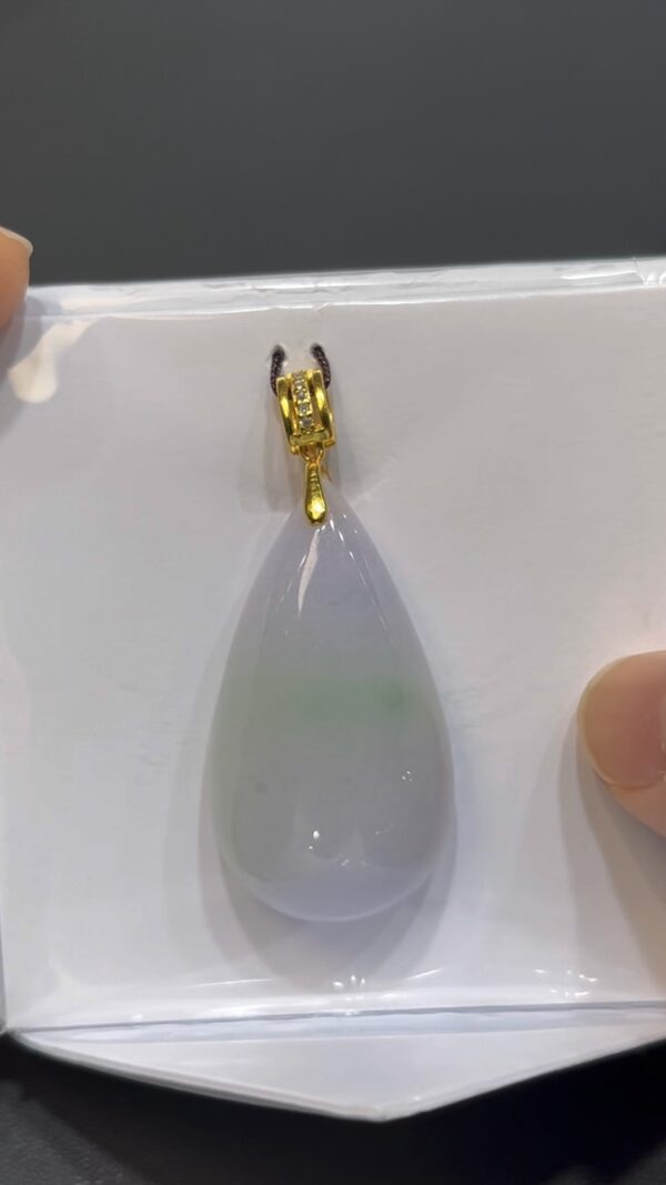 翡翠水滴吊墜｜紫綠幻變色 × 女士小精品 × 925銀扣設計 × 性價比之選｜典雅翡翠推薦 #735 - Image 2