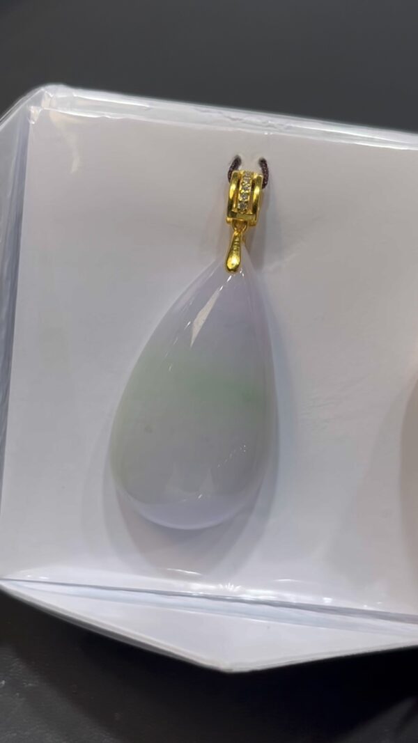 翡翠水滴吊墜｜紫綠幻變色 × 女士小精品 × 925銀扣設計 × 性價比之選｜典雅翡翠推薦 #735 - Image 3