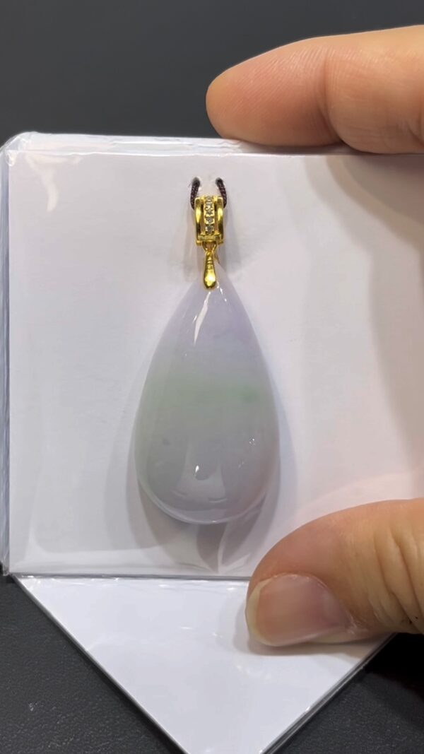 翡翠水滴吊墜｜紫綠幻變色 × 女士小精品 × 925銀扣設計 × 性價比之選｜典雅翡翠推薦 #735
