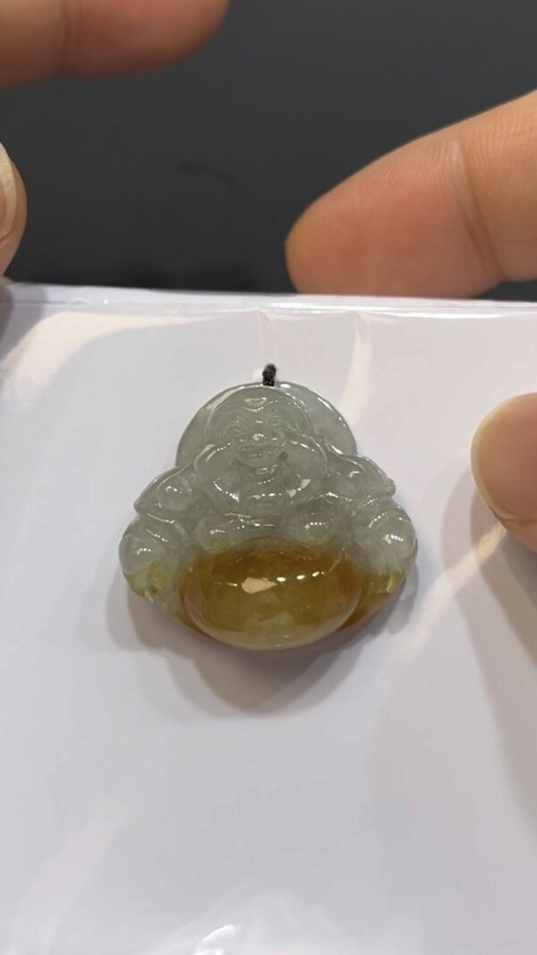 翡翠佛公吊墜｜黃翡肚子點綴 × 女士小巧精品 × 福氣滿滿 × 性價比之選｜吉祥翡翠推薦 #736