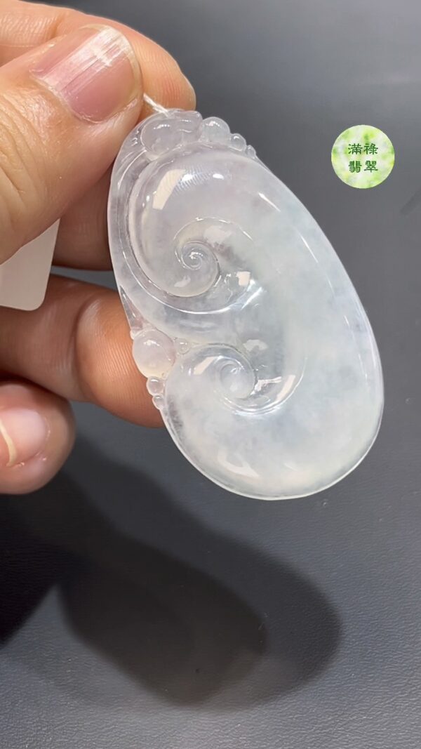 翡翠如意吊墜｜白色通透玉料 × 水頭特佳 × 清雅造型 × 吉祥寓意 × 高質感翡翠推薦 #764 - Image 5