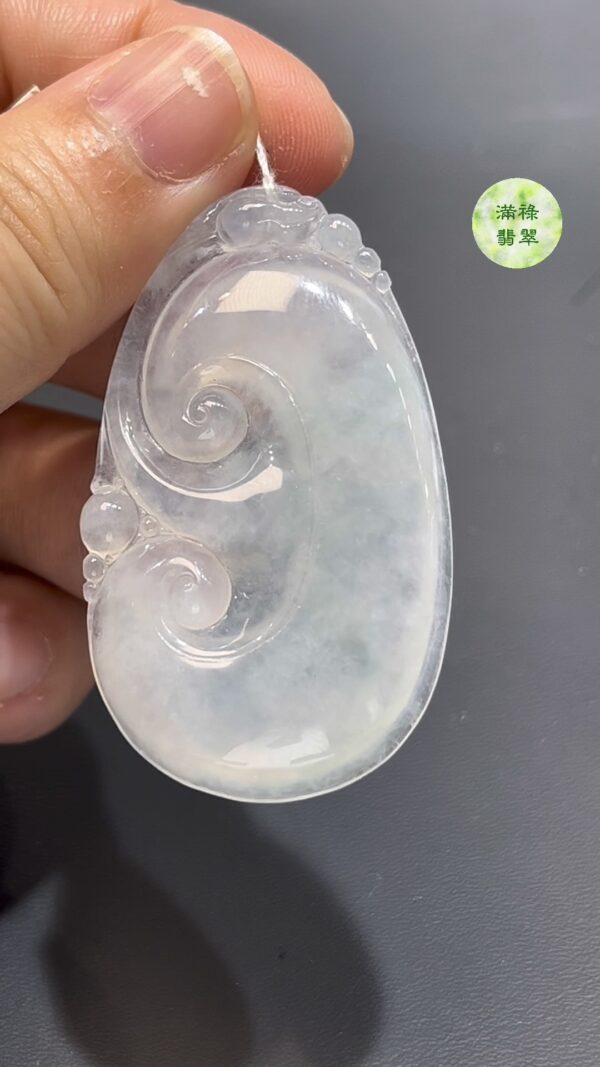 翡翠如意吊墜｜白色通透玉料 × 水頭特佳 × 清雅造型 × 吉祥寓意 × 高質感翡翠推薦 #764 - Image 6