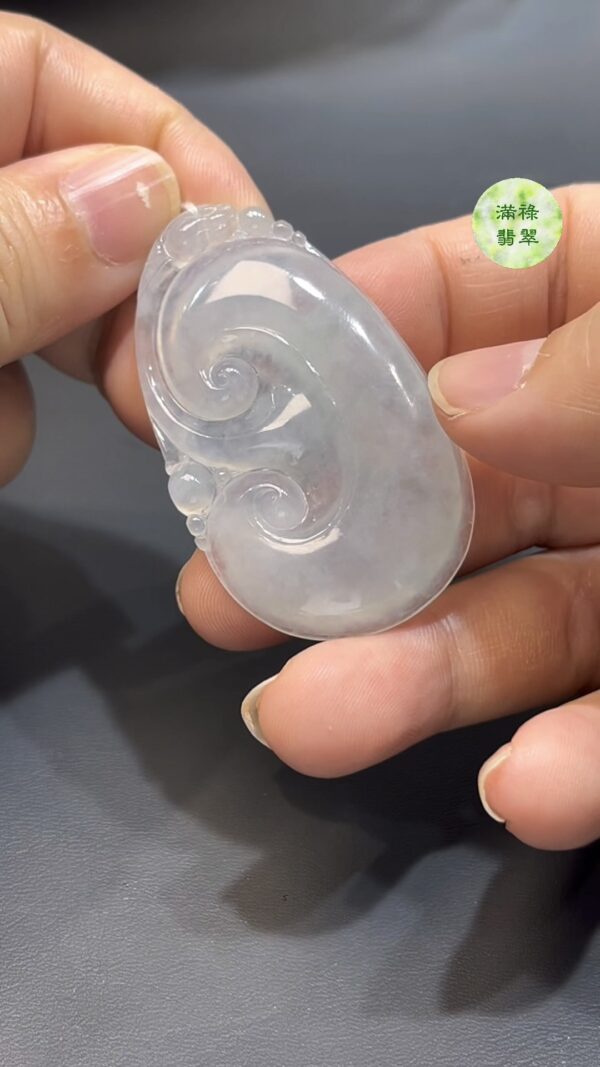 翡翠如意吊墜｜白色通透玉料 × 水頭特佳 × 清雅造型 × 吉祥寓意 × 高質感翡翠推薦 #764 - Image 8