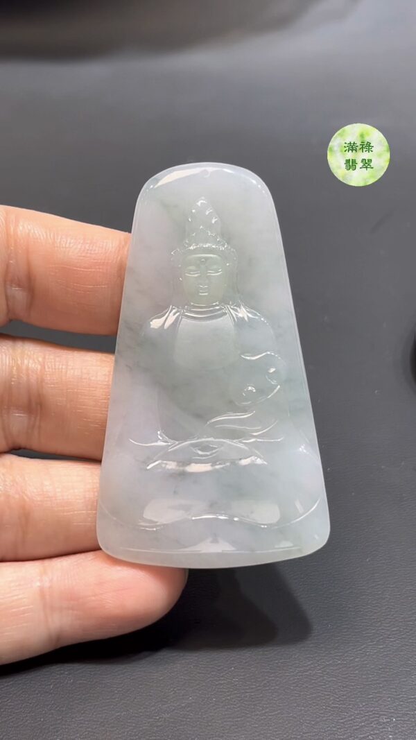 翡翠觀音吊墜 編號#765｜坐姿造型 × 磨砂拋光 × 如意守護｜靈性精品 限量推薦 - Image 3