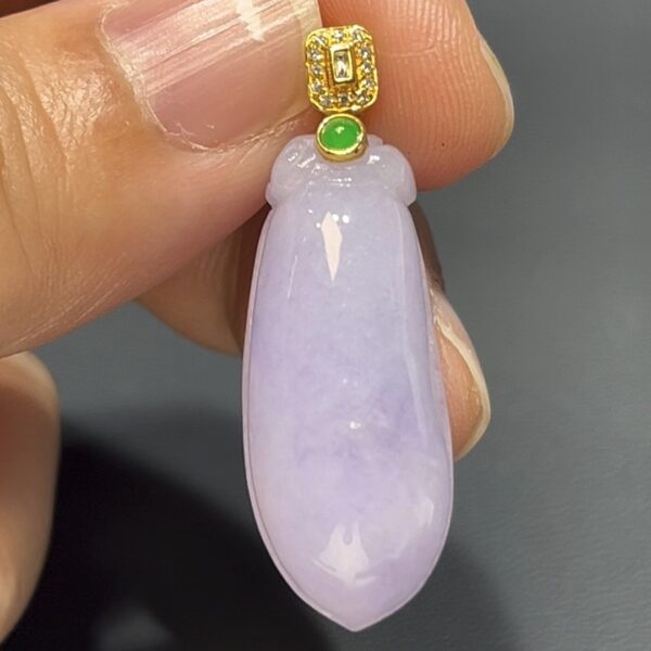 翡翠福瓜吊墜｜紫羅蘭翡翠 × 18K黃金鑲嵌 × 福氣隨身 × 高雅精品推薦 #814